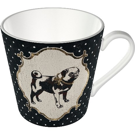 Creative Tops Papmpered Pooches Black Spot Pug Porcelánový hrnek 400 ml